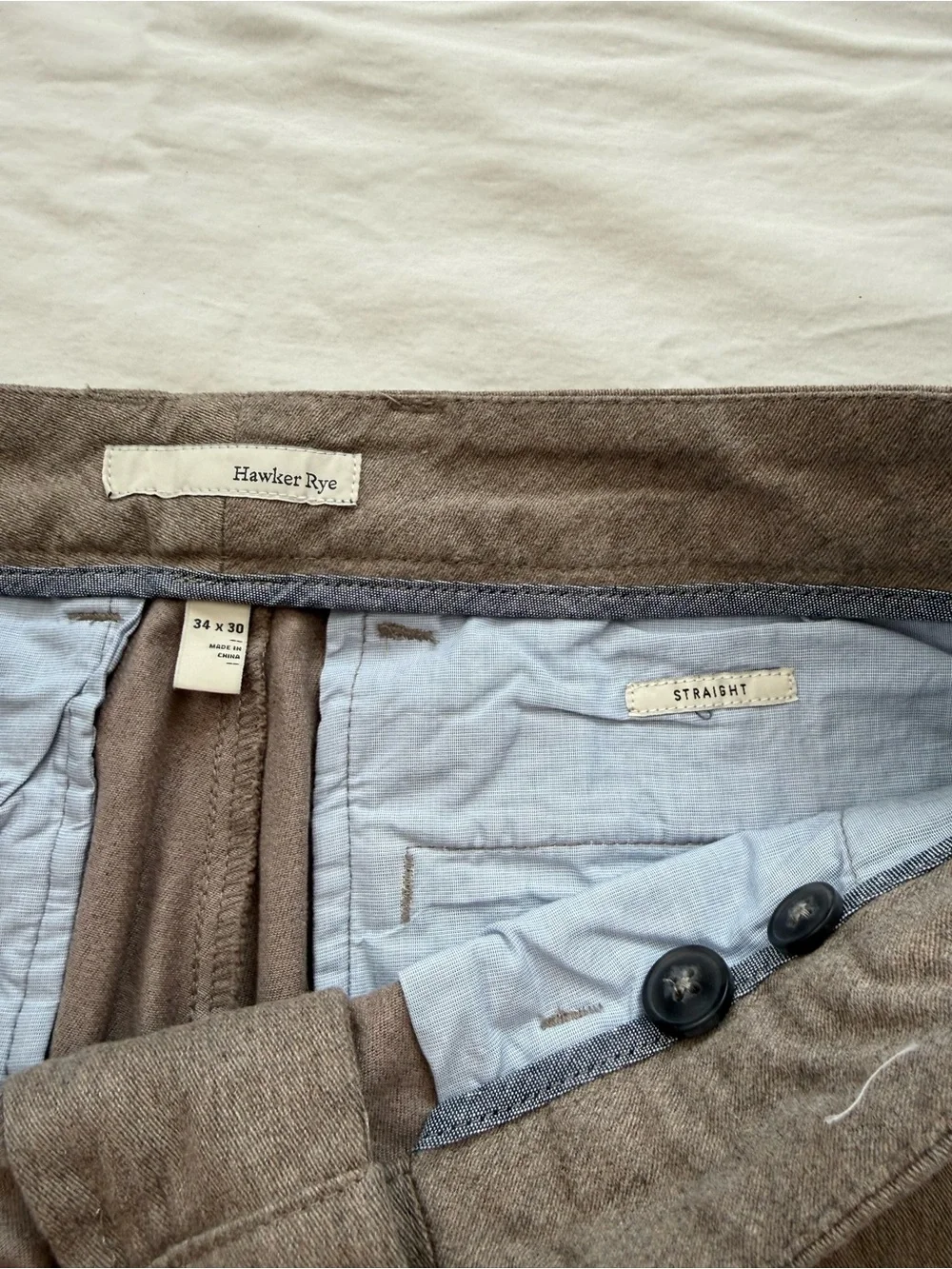 Hawker Rye Men's Brown‎ Straight Fit Dress Pants 34x30 Chinos
